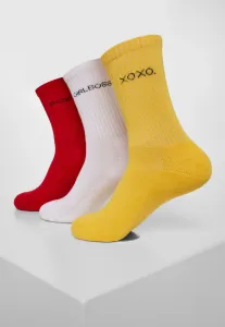 Urban Classics Wording Socks 3-Pack yellow/red/white - Size:43–46