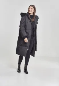 Urban Classics Ladies Oversize Faux Fur Puffer Coat blk/blk - Size:4XL