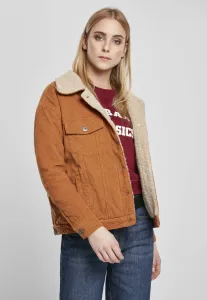 Urban Classics Ladies Oversize Sherpa Corduroy Jacket toffee/beige - Size:L