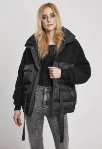 Urban Classics Ladies Sherpa Mix Puffer Jacket black - Size:3XL