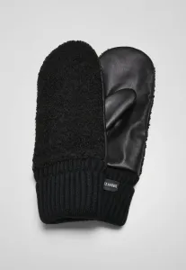 Urban Classics Sherpa Imitation Leather Gloves black - Size:S/M