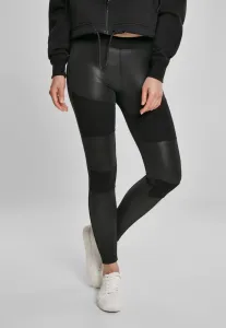 Urban Classics Ladies Fake Leather Tech Leggings black - Size:3XL