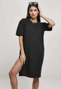 Urban Classics Ladies Organic Oversized Slit Tee Dress black - Size:L