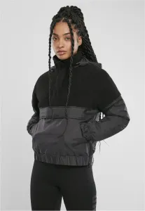 Urban Classics Ladies Sherpa Mix Pull Over Jacket black/black - XS