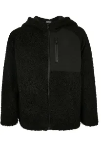 Urban Classics Boys Hooded Sherpa Zip Jacket black - 110/116