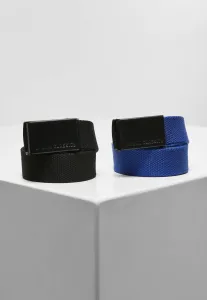 Urban Classics Canvas Belt Kids 2-Pack black+blue - One Size