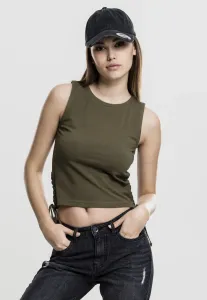 Urban Classics Ladies Lace Up Cropped Top olive - Size:L