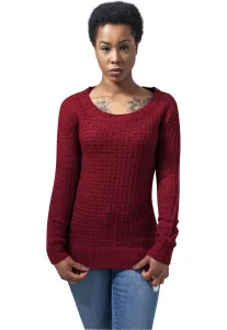 Urban Classics Ladies Long Wideneck Sweater burgundy - Size:L