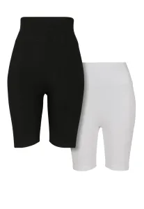 Urban Classics Ladies High Waist Cycle Shorts 2-Pack black/white - XL
