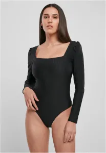 Urban Classics Ladies Rib Puffer Sleeve Body LS black - Size:M
