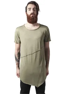 Bright olive T-shirt with a long front zipper with an open brim