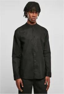 Urban Classics Cotton Linen Stand Up Collar Shirt black - L