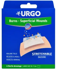URGO Burns Na popáleniny lipidokoloidná náplasť, sterilná (10x7cm)  4ks