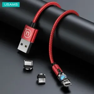 USAMS Magnetic Nylon Cable U59 USB-C 2.1A Fast Charge 1m red SJ473USB02 (US-SJ473)