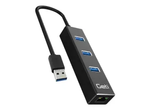 USB rozbočovač GETI GUH3AE 3x USB-A 3.0 + 1x Ethernet #3745856