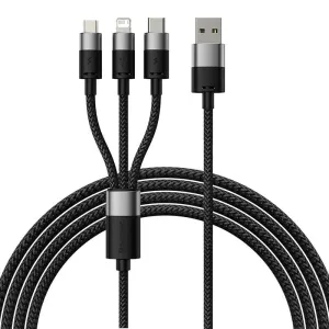 Kábel 3in1 USB cable Baseus StarSpeed Series, USB-C + Micro + Lightning 3,5A, 1.2m (Black) (6932172622268)