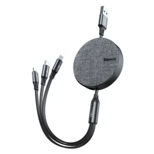 Cable USB Baseus Fabric 3w1 USB-C / Lightning / Micro 3,5A 1,2m Gray