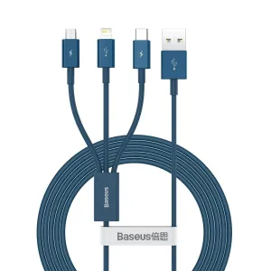 Kábel USB cable 3in1 Baseus Superior Series, USB to micro USB / USB-C / Lightning, 3.5A, 1.2m (blue)
