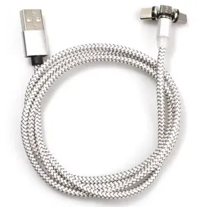 USB nabíjací kábel 3v1 s magnetickými koncovkami-Strieborná KP30707
