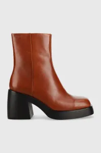 Kožené členkové topánky Vagabond Shoemakers Brooke dámske, hnedá farba, na podpätku,