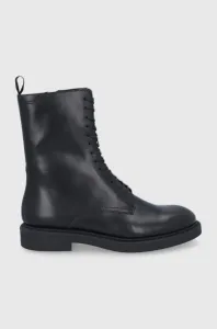 Kožené členkové topánky Vagabond Shoemakers dámske, čierna farba, na plochom podpätku #183627