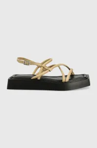 Kožené sandále Vagabond Shoemakers Evy dámske, béžová farba, na platforme #231649