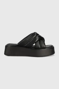 Kožené šľapky Vagabond Shoemakers Courtney dámske, čierna farba, na platforme #228000