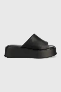 Kožené šľapky Vagabond Shoemakers Courtney dámske, čierna farba, na platforme #7293396