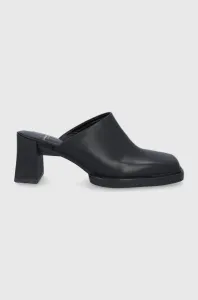 Kožené šľapky Vagabond Shoemakers Edwina dámske, čierna farba, na podpätku #5826476