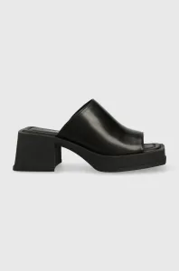Kožené šľapky Vagabond Shoemakers Hennie dámske, čierna farba, na podpätku #238483