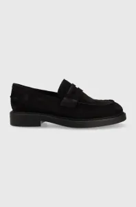 Semišové mokasíny Vagabond Shoemakers Alex W dámske, čierna farba, na plochom podpätku #249124