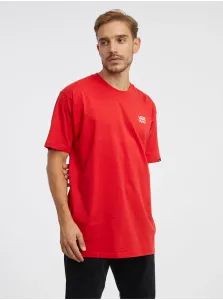 Red Men's T-Shirt VANS Left Chest Logo - Men #7617527