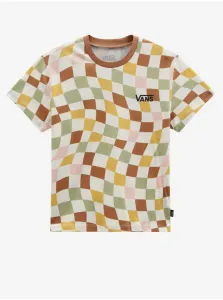 White-brown girls' plaid T-shirt VANS Checker Print - Girls