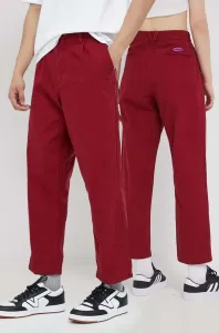 Bavlnené nohavice Vans dámske, červená farba, strih chinos, vysoký pás #6140211