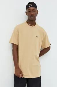 Bavlnené tričko Vans béžová farba, s potlačou