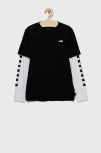 Detská bavlnená košeľa s dlhým rukávom Vans čierna farba, s potlačou #7159132