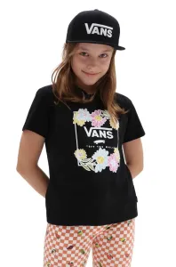 Detské bavlnené tričko Vans ELEVATED FLORAL CREW Black čierna farba, s potlačou #7262665