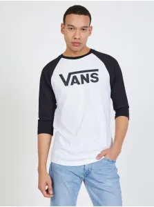 Čierno-biele pánske tričko s 3/4 rukávom a potlačou VANS Classic