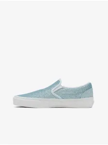 Light Blue Womens Glittery Slip On Sneakers VANS Classic Slip On - Women #4188249