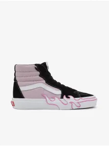 Women's pink and black sneakers with suede details VANS SK8-Hi Flame - Women