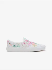 White Womens Floral Slip-on Sneakers VANS Classic - Women #8206521