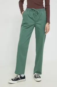 Nohavice Vans dámske, zelená farba, široké, vysoký pás #6688132