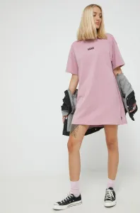 Bavlnené šaty Vans ružová farba, mini, oversize