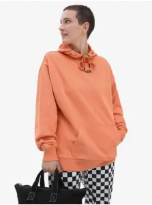 Bavlnená mikina Vans dámska, oranžová farba, s kapucňou, s nášivkou #6851682