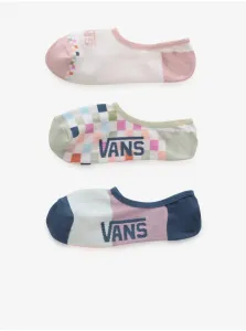 Set of three pairs of women's socks in white and pink VANS Check Y - Ladies #6990868