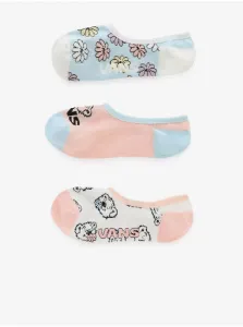 Vans Set of three pairs of women's patterned socks in light pink and blue bar - Women #6451838