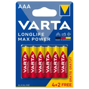 VARTA alkalická batéria Longlife Max Power AAA 4 + 2 ks