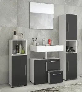 VCM Koupelnový set Flandu se zrcadlem, černobílý