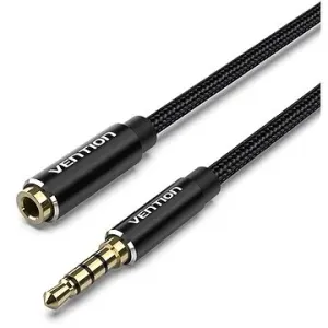 Vention Cotton Braided TRRS 3.5 mm Male to 3.5 mm Female Audio Extension 0.5 m Black Aluminum Alloy