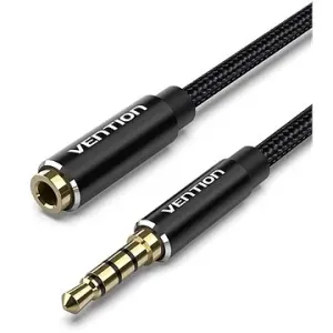 Vention Cotton Braided TRRS 3.5 mm Male to 3.5 mm Female Audio Extension 1 m Black Aluminum Alloy Type